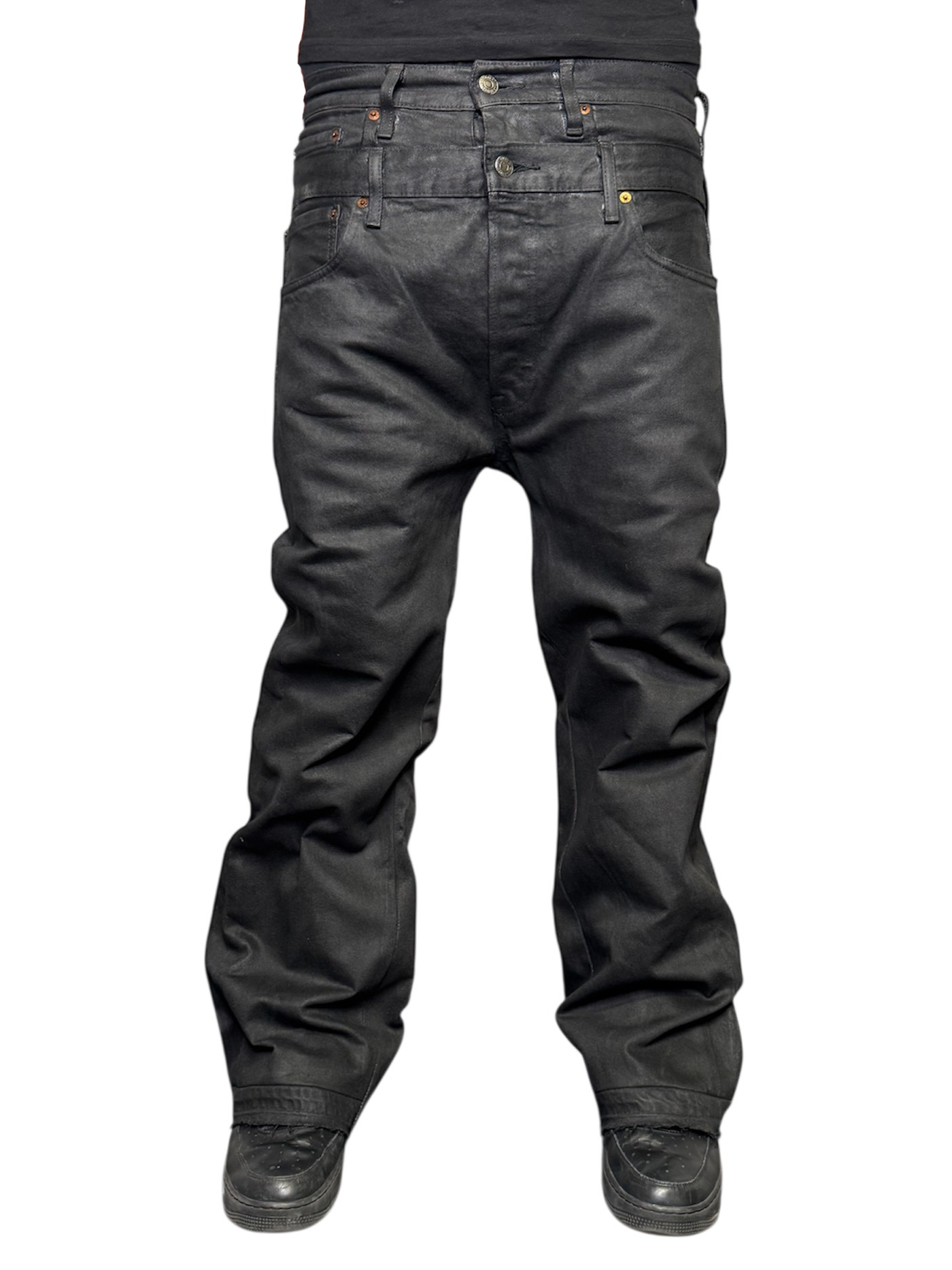 パンツ remake luster coating black denim L.D.R Double Jeans (waxed black) – Lotto Denim Repair